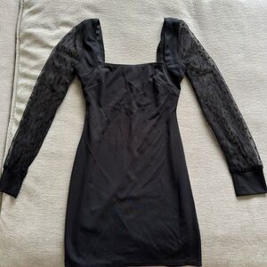 Speechless Black Dress with Sheer Long Sleeves